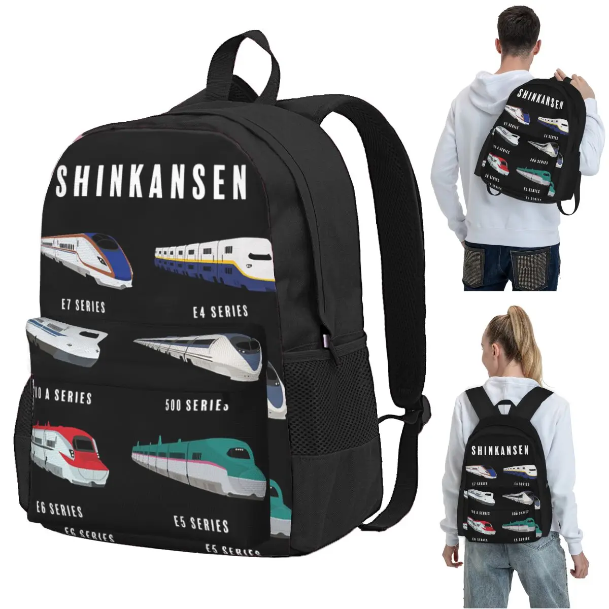 Japanese Shinkansen Bullet Trains Backpack Student BookBag Kids School Bag Laptop Shoulder Bags for Men Women
