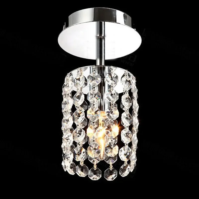 Modern Minimalist K9 Crystal Ceiling Lamp Corridor Decoration LED Hardware Clear Octagonal Beads Crystal E14 Bulb Lighting