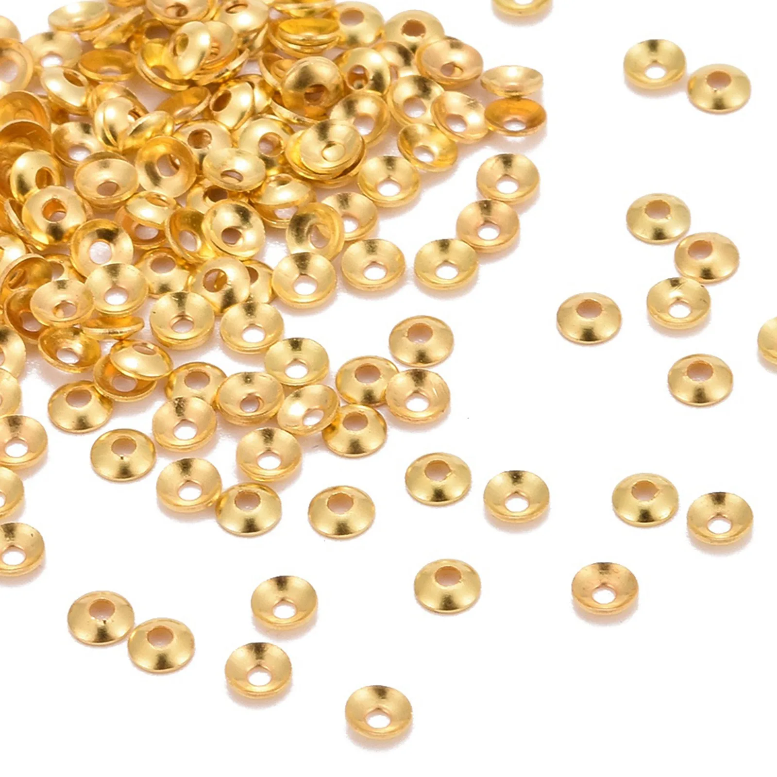 

2000pcs 3mm Brass Tiny Bead Caps Cones Small Mini Loose Spacer Bead Caps Cone for Jewelry Making DIY Findings 3x0.8mm Hole: 1mm