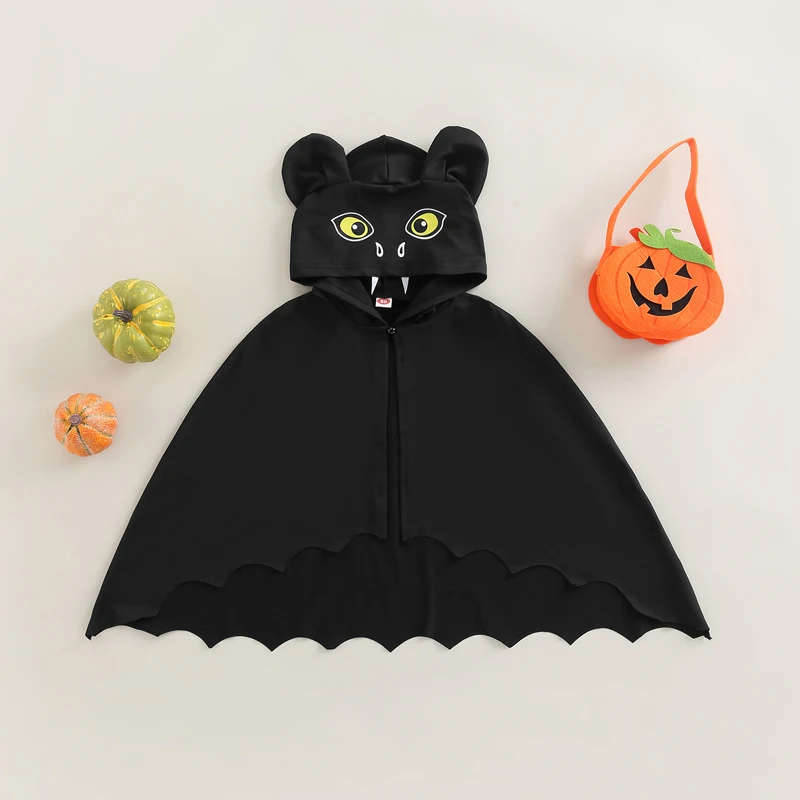 Children s Unisex Halloween Costume Cape with Spooky Spider Web Design and Pointed Witch Hat for Dress-Up Party