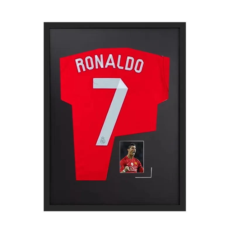 

Sweatshirt display rack box Wooden shadow box with basketball football shirt