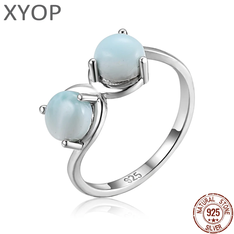 

XYOP 2025, простое кольцо с ларимаром для женщин, стерлинговое серебро 925 пробы, модные украшения с острыми линиями, дизайн духовных границ