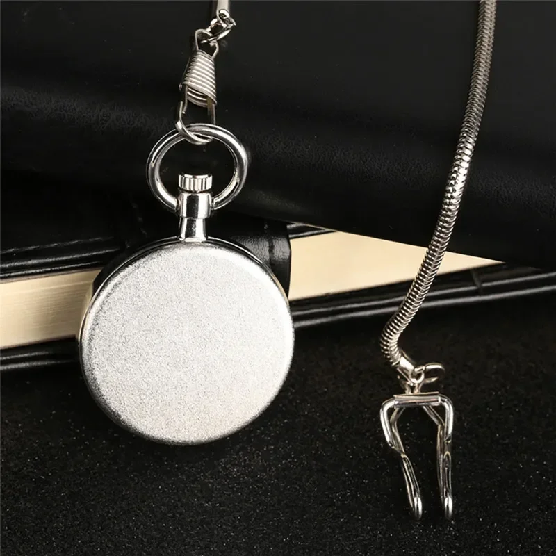 Black/Silver Turntable Dial Pocket Watch Quartz Black Pendant Snake Chain Clock for Men Women Creative Timepiece Gifts
