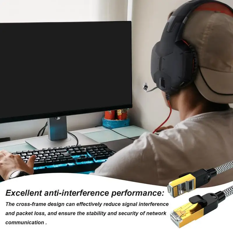 Cabo Ethernet Cat6 Lan, baixa atenuação, cabo vertical, anti-interferência, conexão de alta velocidade para casa