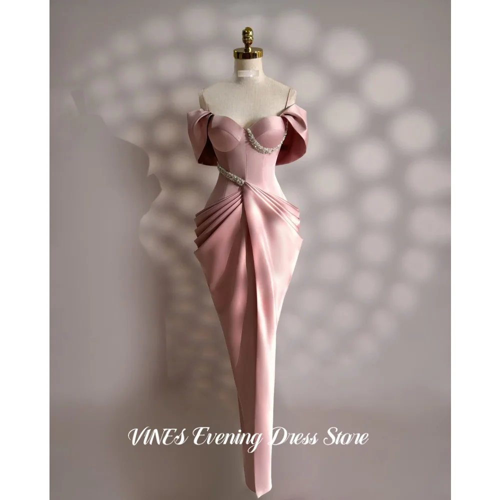 VINES Pink Off Shoulder Evening Dress Sweetheart Prom Dresses with Crystal Bead…
