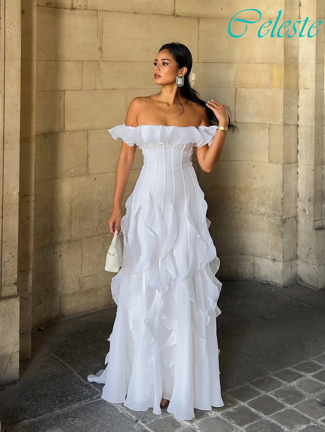 تخصيص ألف خط قارب الرقبة كاب كم فستان سهرة أنيق جودة عالية حساسة موضة فستان الحفلات مزاجه فستان الحفلة الراقصة #5