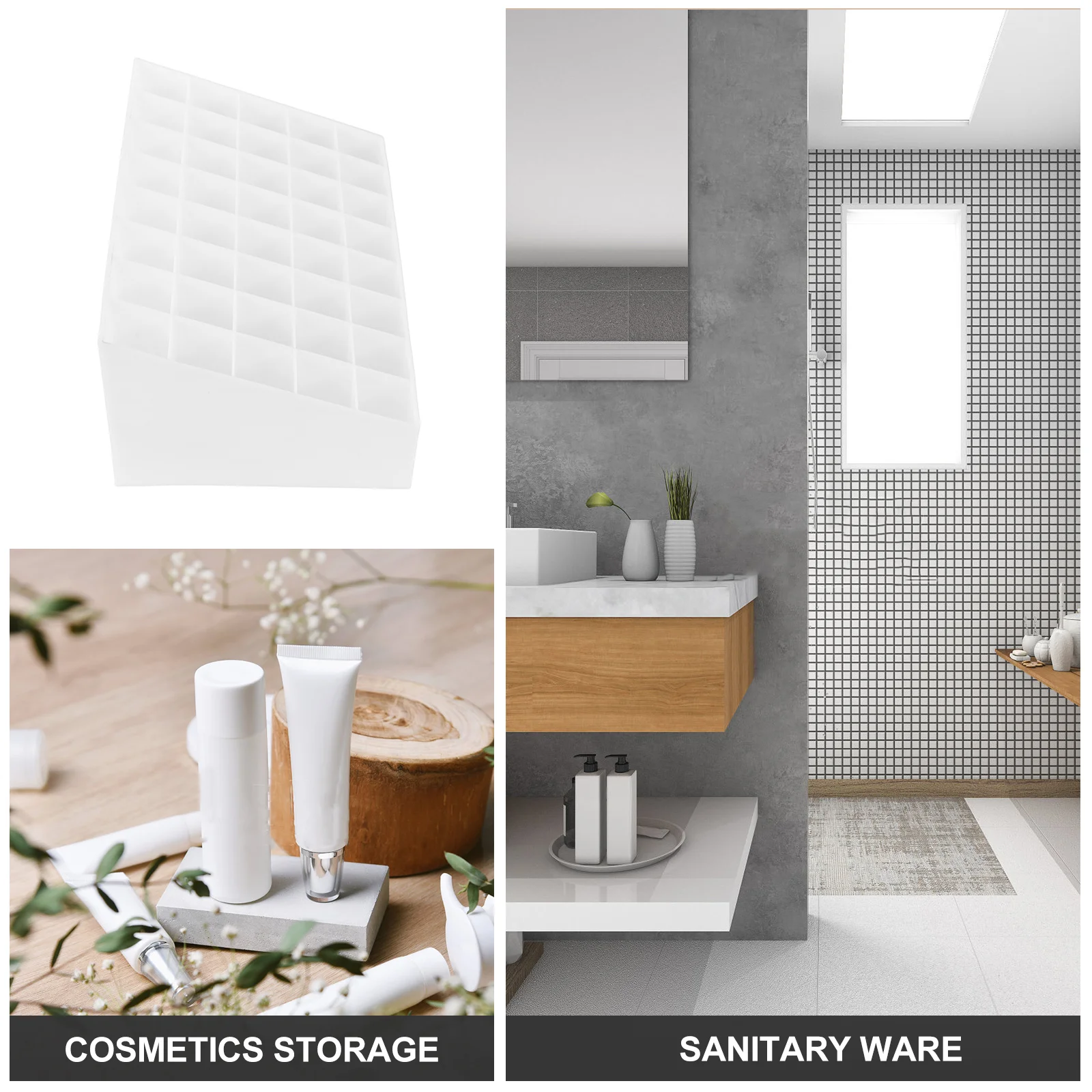 

40 Slot Storage Box Lipstick Jewelry Holder Makeup Organizer Case for Desk Home Black