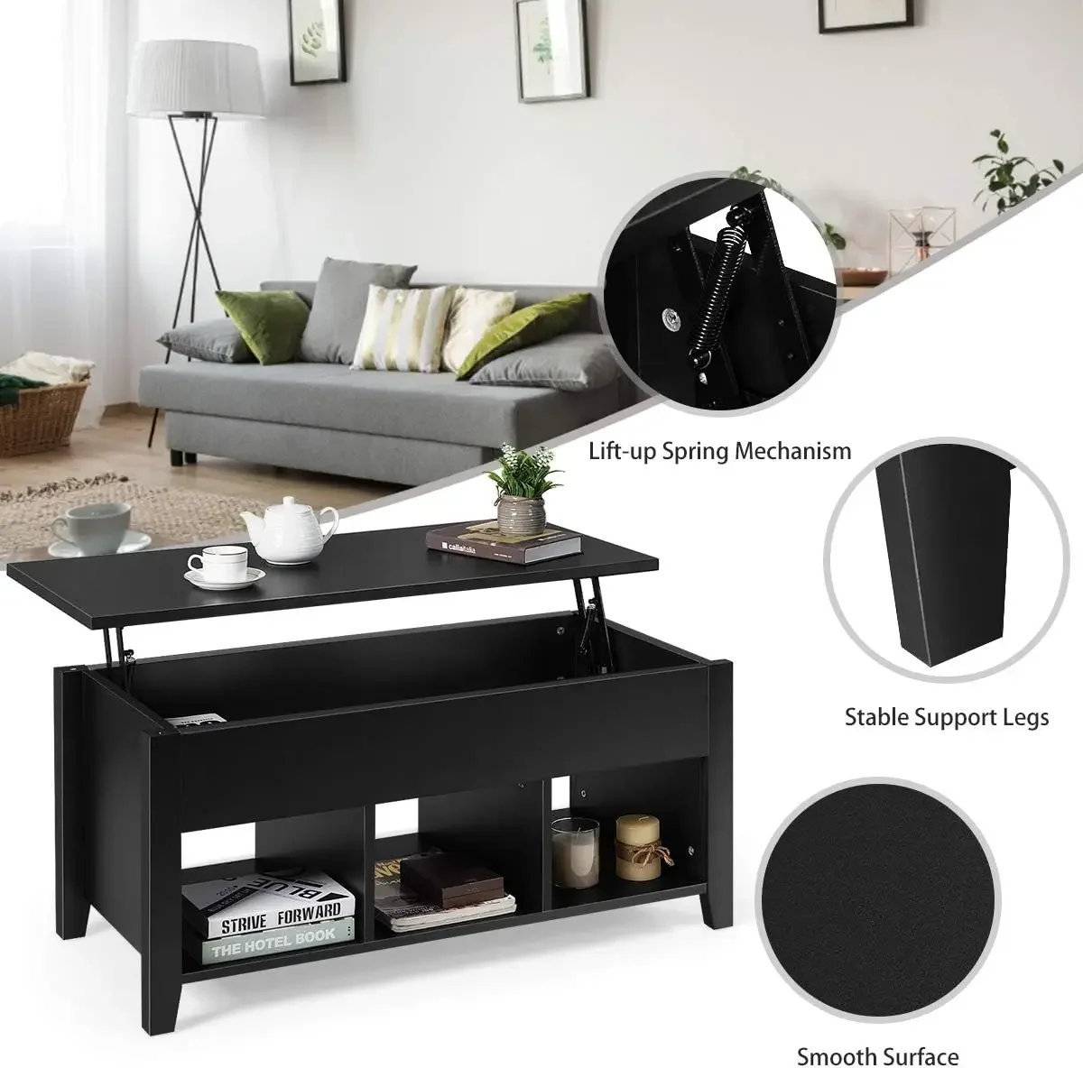 Mesa de centro com elevador, madeira, casa, sala de estar, moderna, armazenamento, mesa de centro com compartimento oculto, móveis de mesa