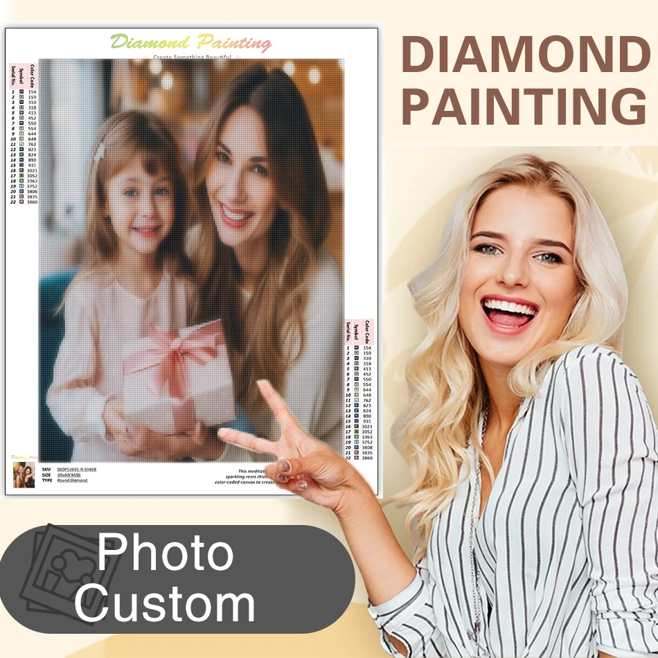 

GATYZTORY Photo Custom Diamond Painting Full Round Picture of Rhinestone DIY Diamond Mosaic Cross Stitch Diamond Embroidery