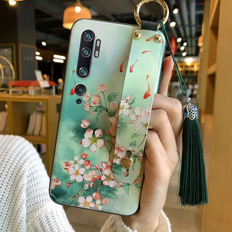 for Xiaomi POCO M3 Pro Mi 14 13 12 11 10T Lite 9T Mix 3 Redmi Note 11T 10 9S Case 3D Emboss Hand Strap Holder Tassel Soft Cover