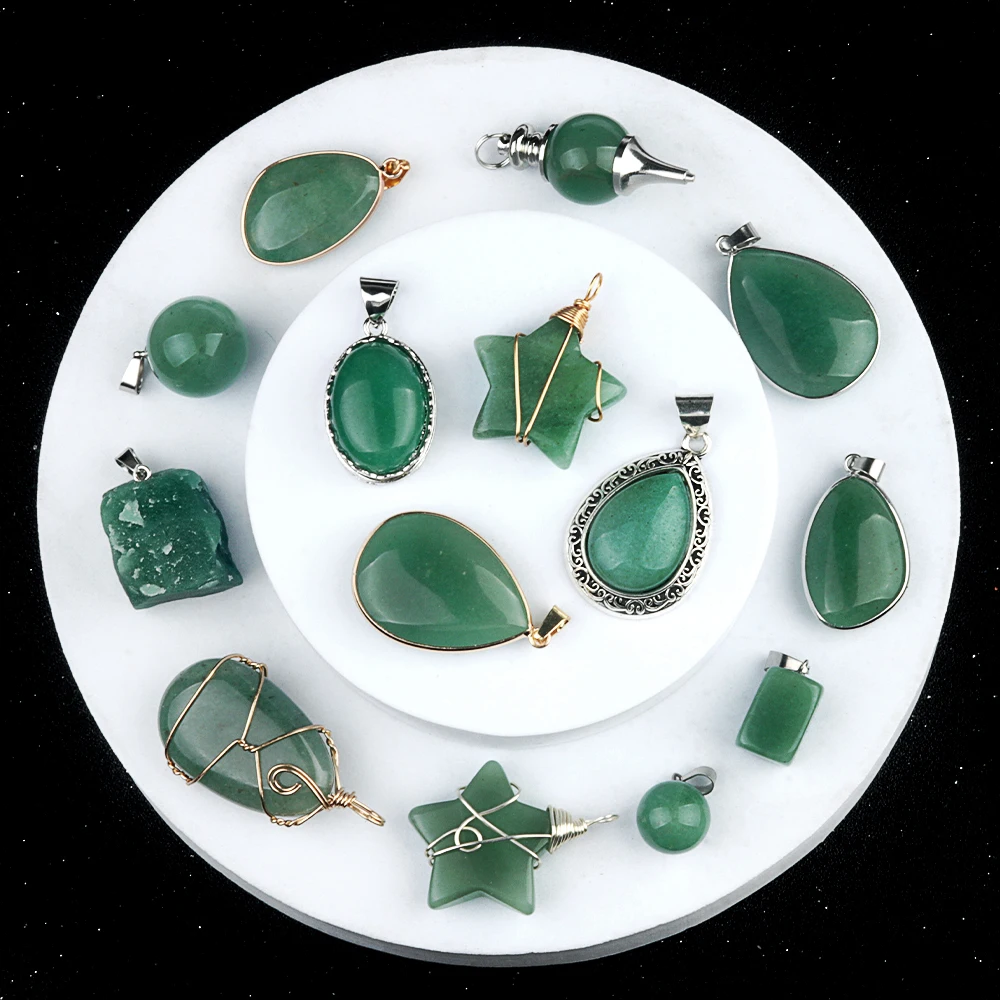 Irregular Pendant Natural Stone Green Aventurine Pendant Charms For Jewelry Making DIY Necklace Bracelet Accessory