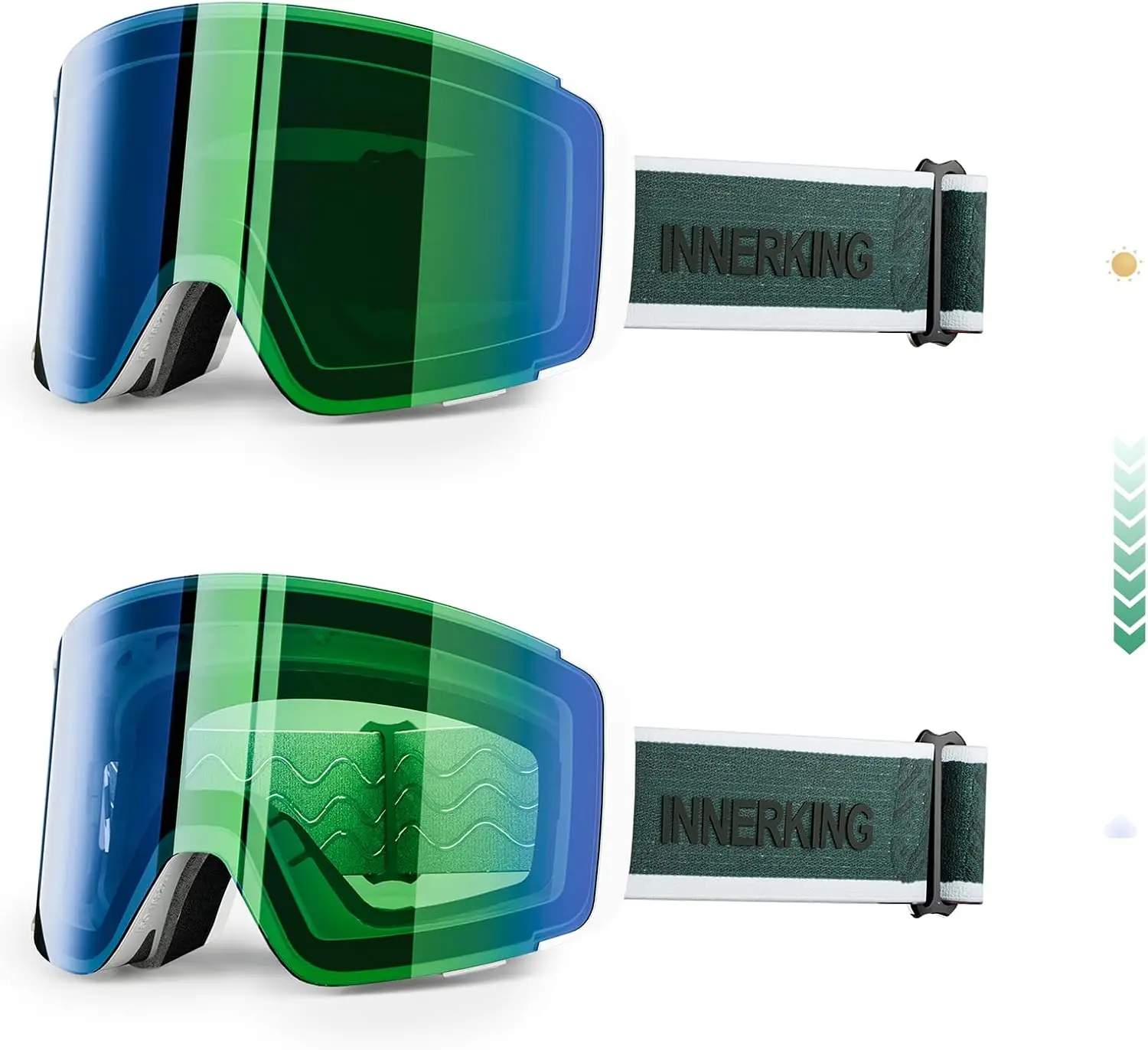 

Photochromic Ski Goggles, Magnetic Flip-Up Snowboard Goggles, OTG Anti-Fog Lens, UV400 Protection Snow Goggles
