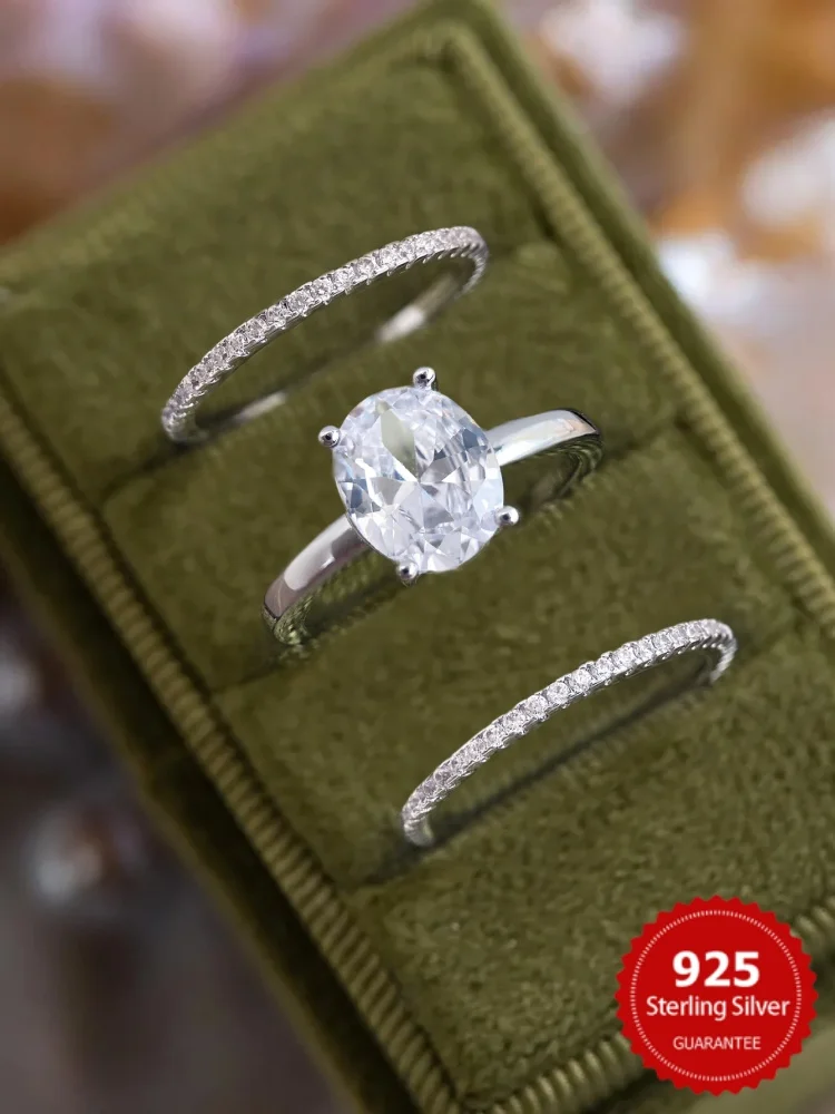 Wunderschöner klassischer glänzender Zirkon-Ring aus 925er-Sterlingsilber für Frauen, Hochzeit, Abschlussball, Party, Luxus-Mode, hochwertiger edler Schmuck