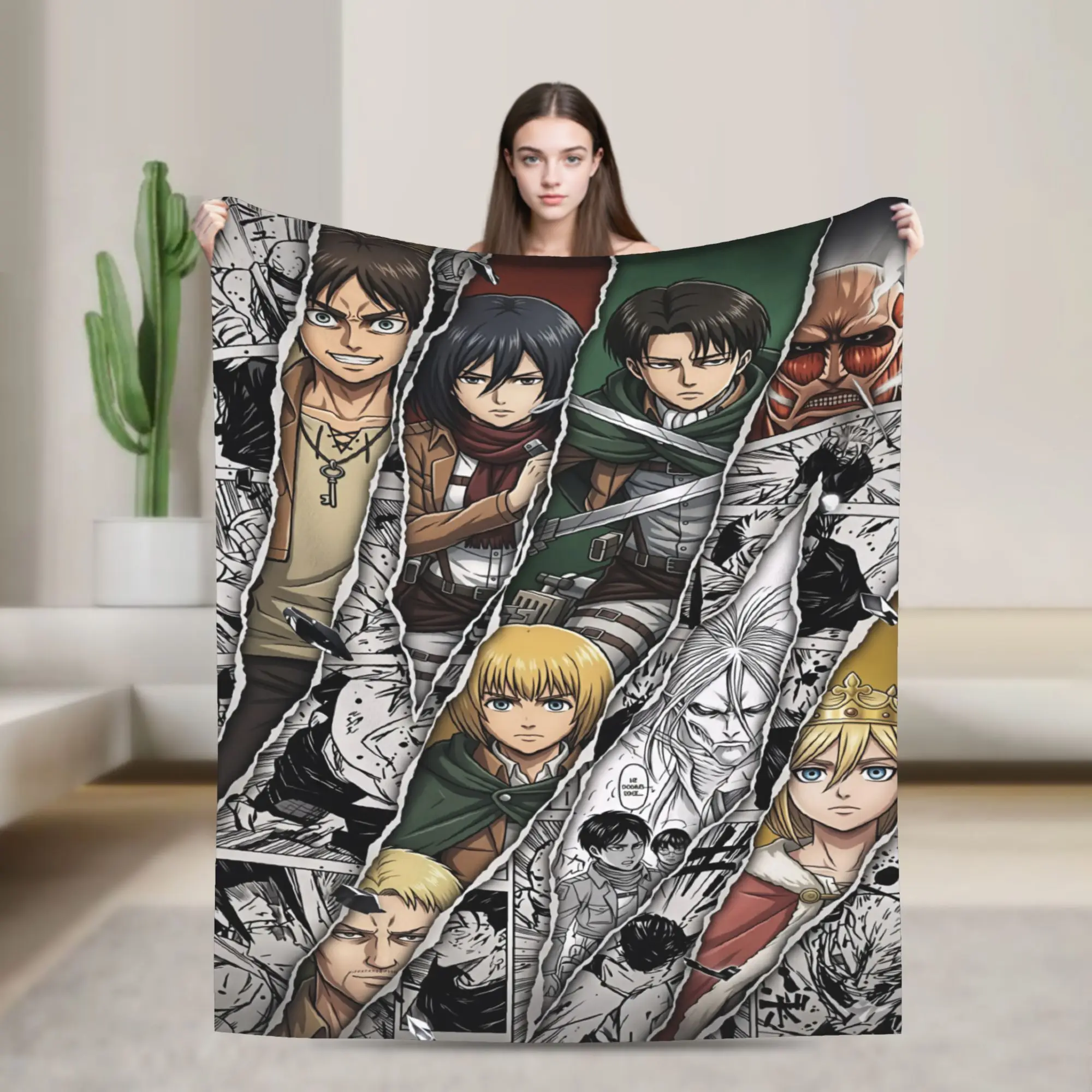 Attacks On Titans Anime Blanket Quality Soft  Throw Blanket Winter Boy Girl Couch Bed Print Bedspread