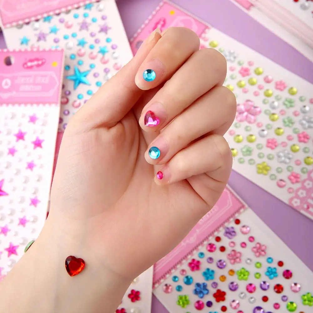 Gifts Self Adhesive Rhinestone Stickers 3D Heart Shaped Facial Tattoo Colorful Crystal Decals for Party Birthday Festival Gift