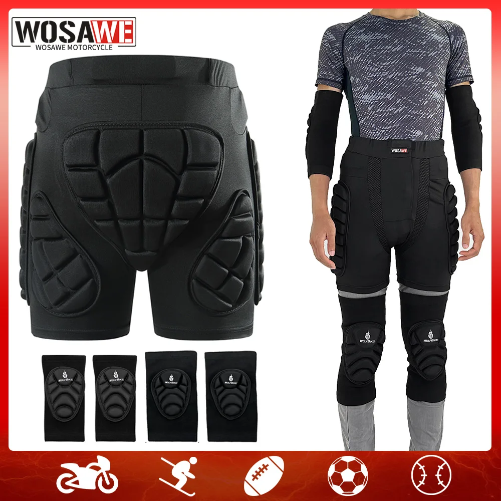 

WOSAWE Спортивные шорты с 3D защитной подкладкой, унисекс, спортивные шорты для защиты ягодиц и тела для сноуборда, скейта, лыж, хоккея, мото