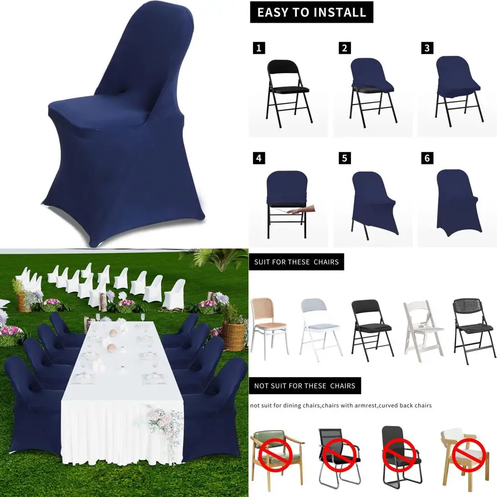 

Universal Stretch Spandex Chair Covers, 30-Pack, Fitted for Weddings, Parties, Banquets, and Celebrations, Navy Blue