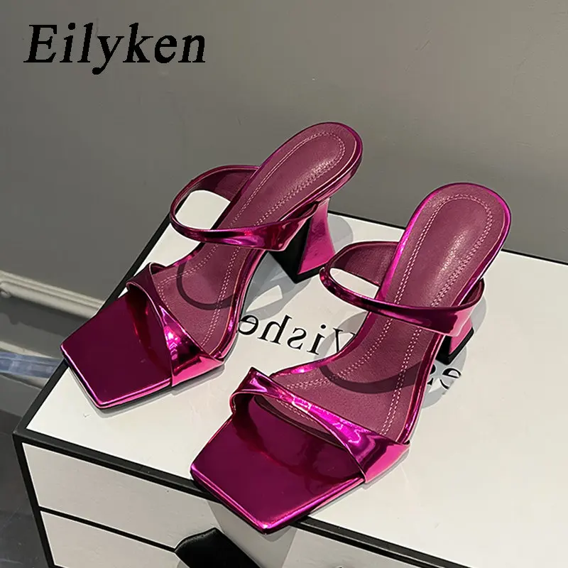 Eilyken Elegant Square Toe Slippers Women\'s Design Strange Style High Heels Female Dress Sandalias De Mujer