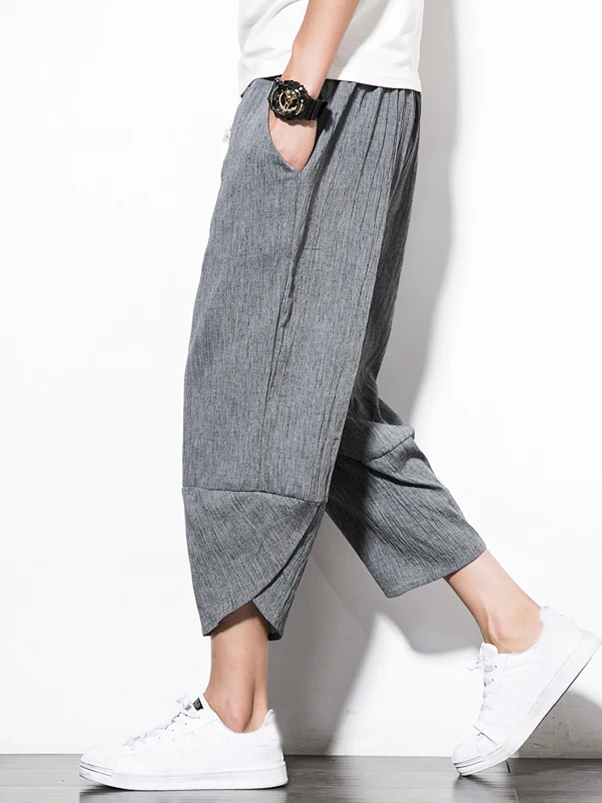 

Мужские летние брюки свободного кроя из ледяного шелка, с эффектом быстрой сушки, прямые, в стиле «гармошка», с деталями, для повседневной носки