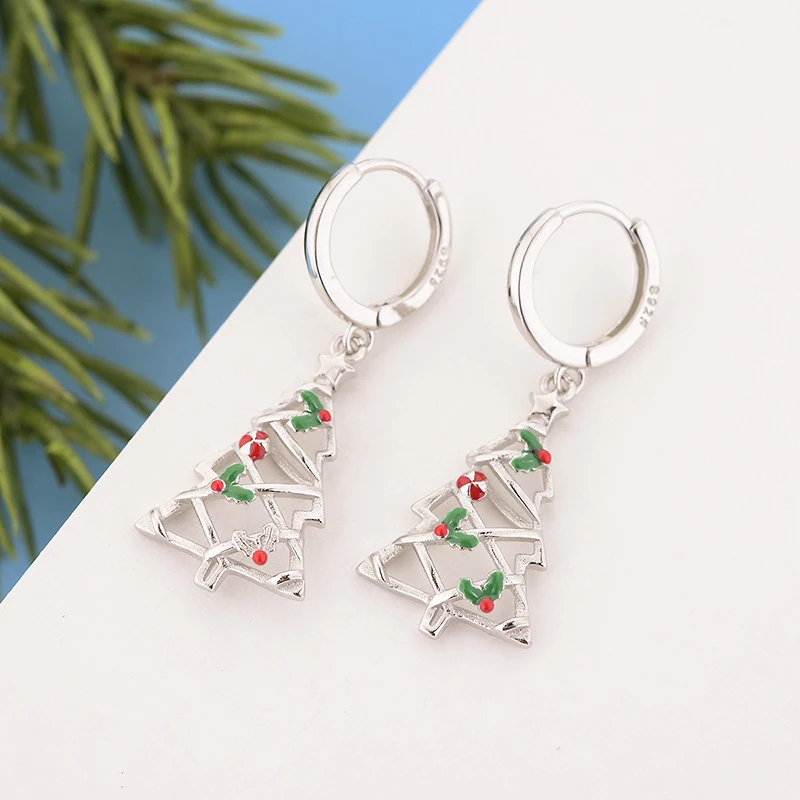3 Paia Orecchini di Natale Orecchini con Ciondolo di Albero di