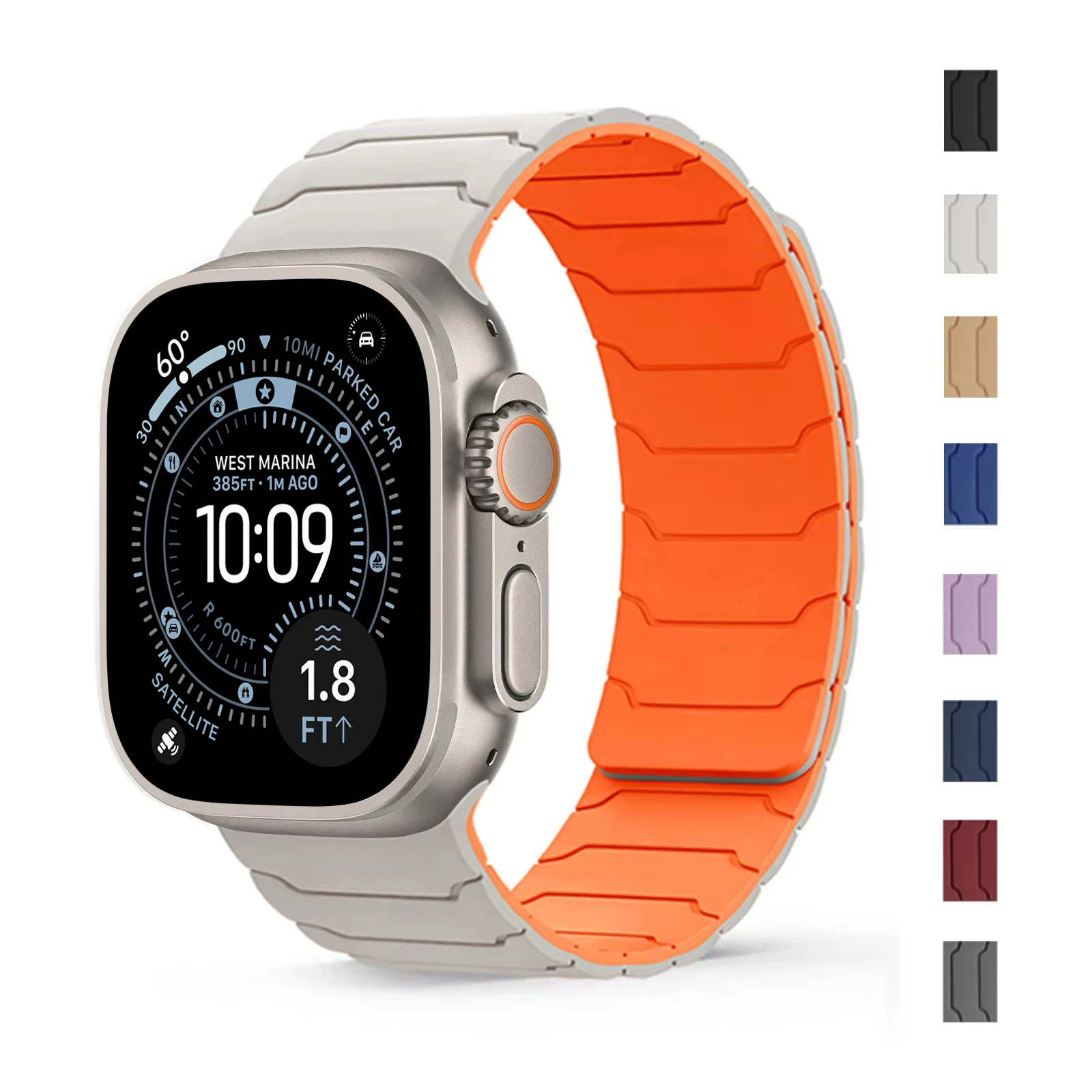 

Магнитный ремешок для Apple Watch Ultra 2, 3, 49 мм, 44 мм, 40 мм, 41 мм, 46 мм, 42 мм, 45 мм, 38 мм, силиконовый браслет для IWatch Series 11, 9, 8, SE, 10