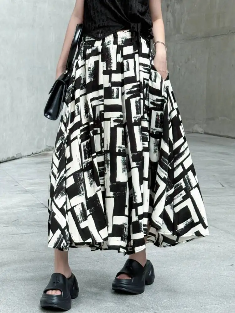 

High Elastic Waist Pattern Printed Wide Leg Casual Pants New Trousers Women Fashion Tide Spring Autumn