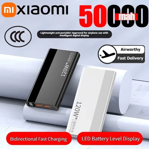 Xiaomi 50000mAh de alta capacidad 120W banco de energía de carga rápida cargador de batería portátil para iPhone Samsung Huawei nuevo