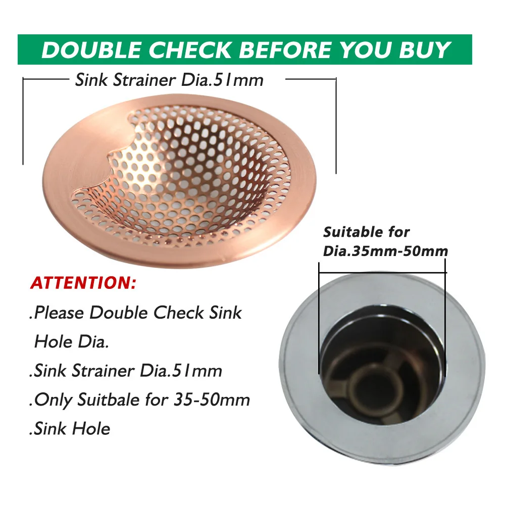 Talea Small Size Sink Strainer Basket for Kitchen&Lavatory,Stainless Steel Copper Chroming Sink Drain hair Catcher QS558C005