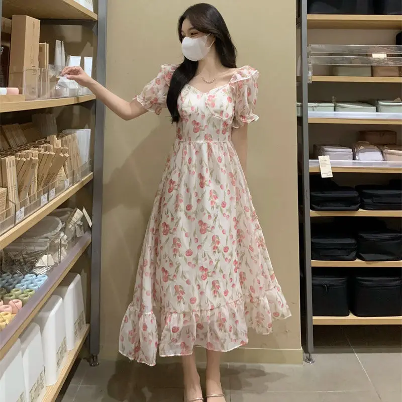 Plus Size 6XL 150kg Summer Floral Dress Short Sleeve Maxi Dresses for Women Elegant Party Dress Princess Dress