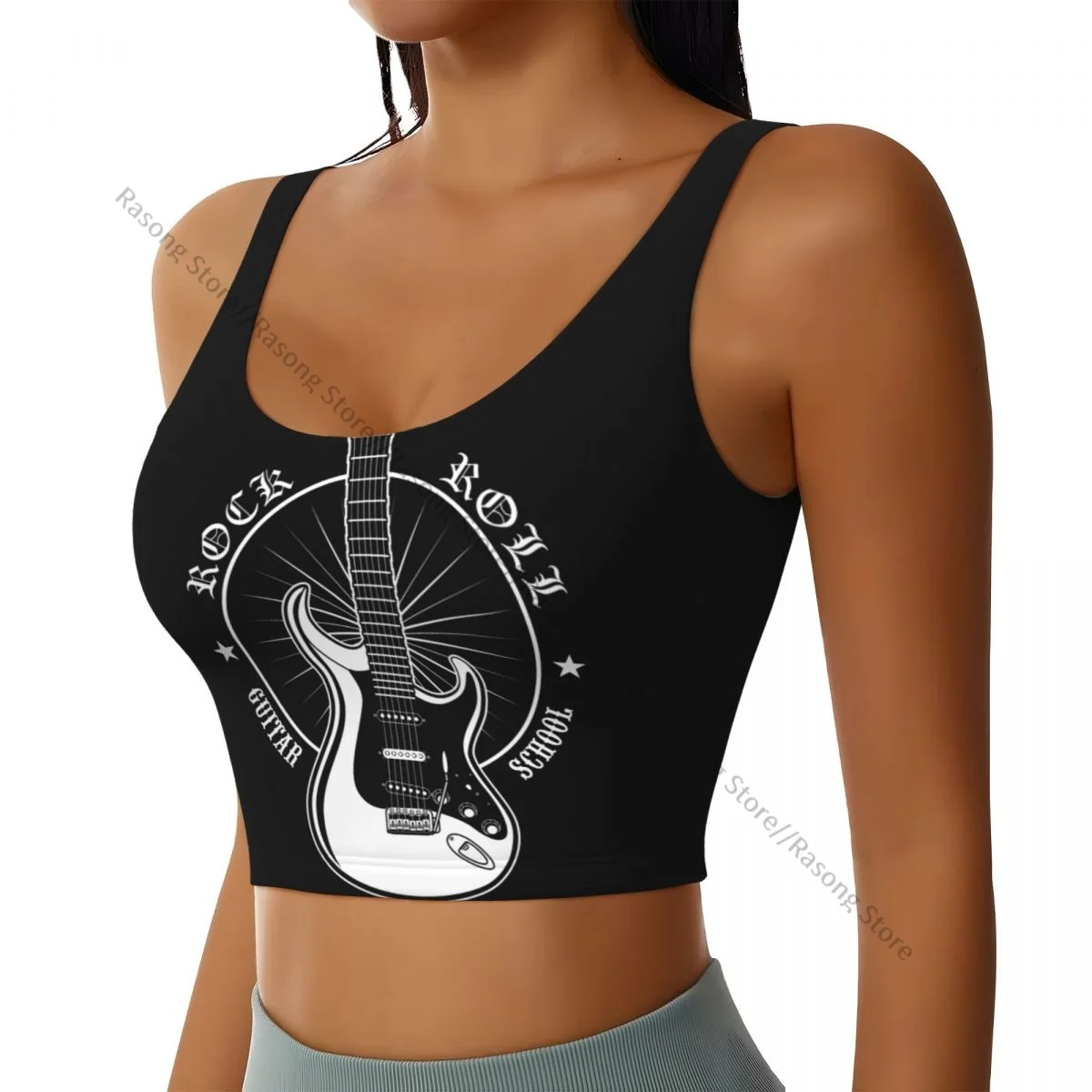 Sports Bra Women Running Yoga Clothes Vest Guitar Rock Music Lessons Gathering Fitness Vest