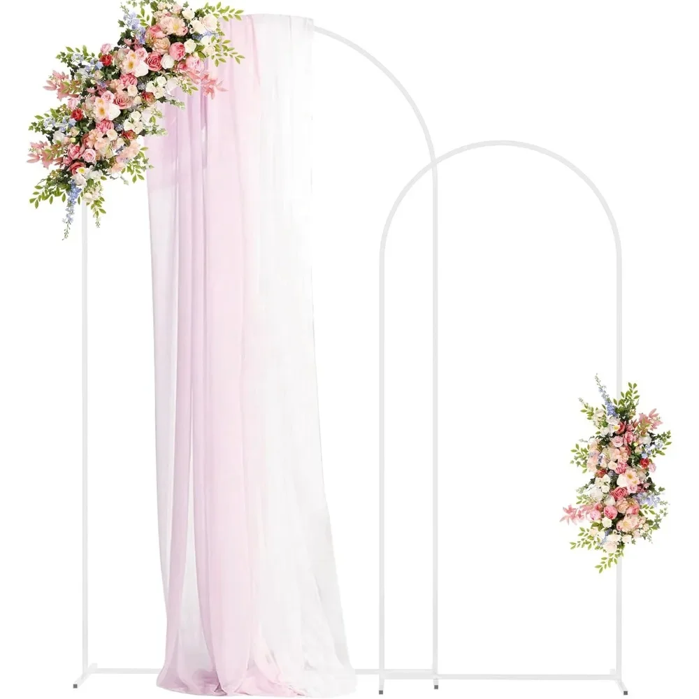 Metal Arch Backdrop Stand Set of 2 Wedding Arch Stand White 7.2FT & 6FT Arched Frame for Birthday Party Baby Shower Graduation