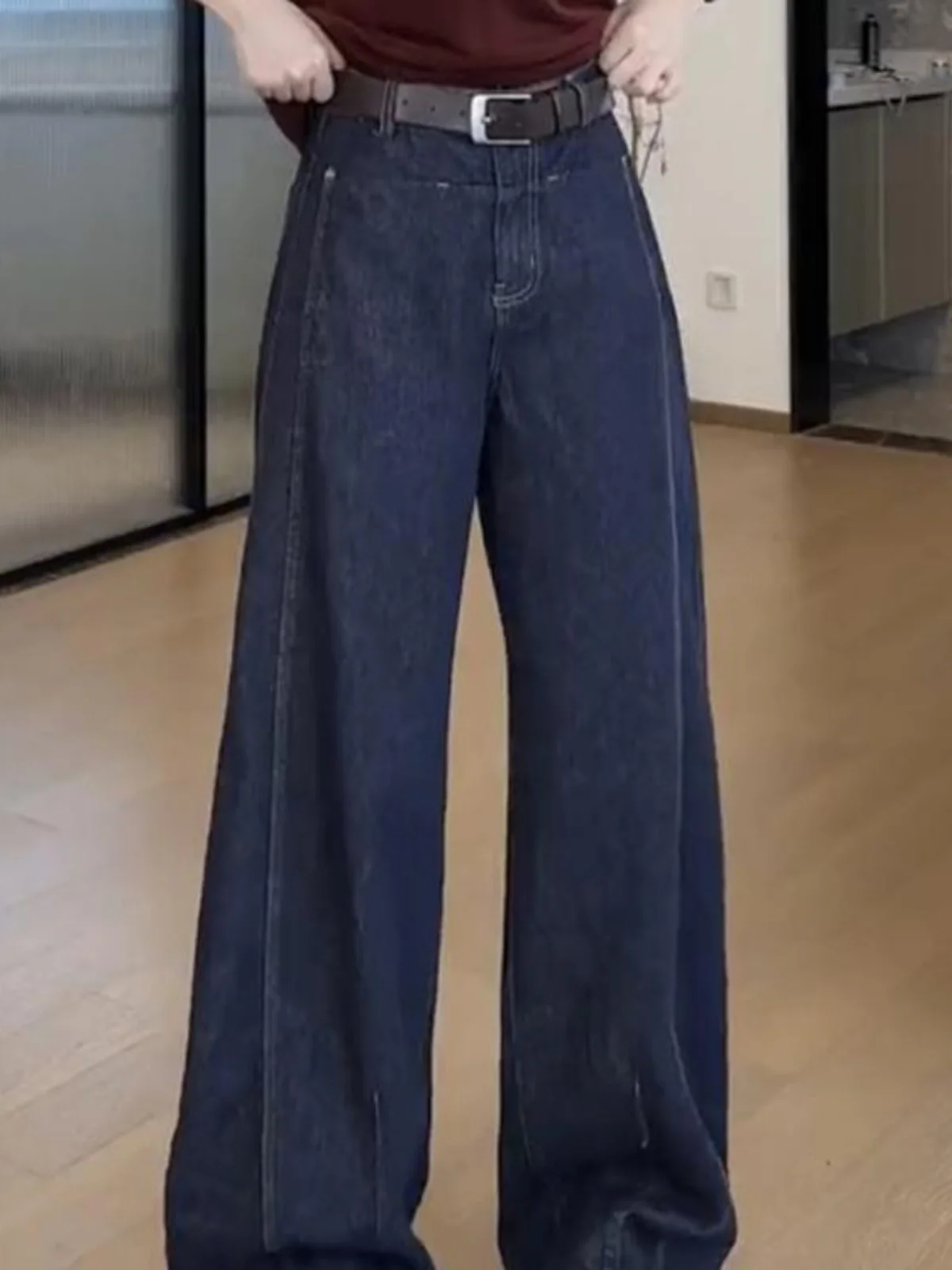 

High Waist Wide Leg Jeans plus Size Women's Spring Autumn New Style Floor Length Knife Slimming Denim Trousers