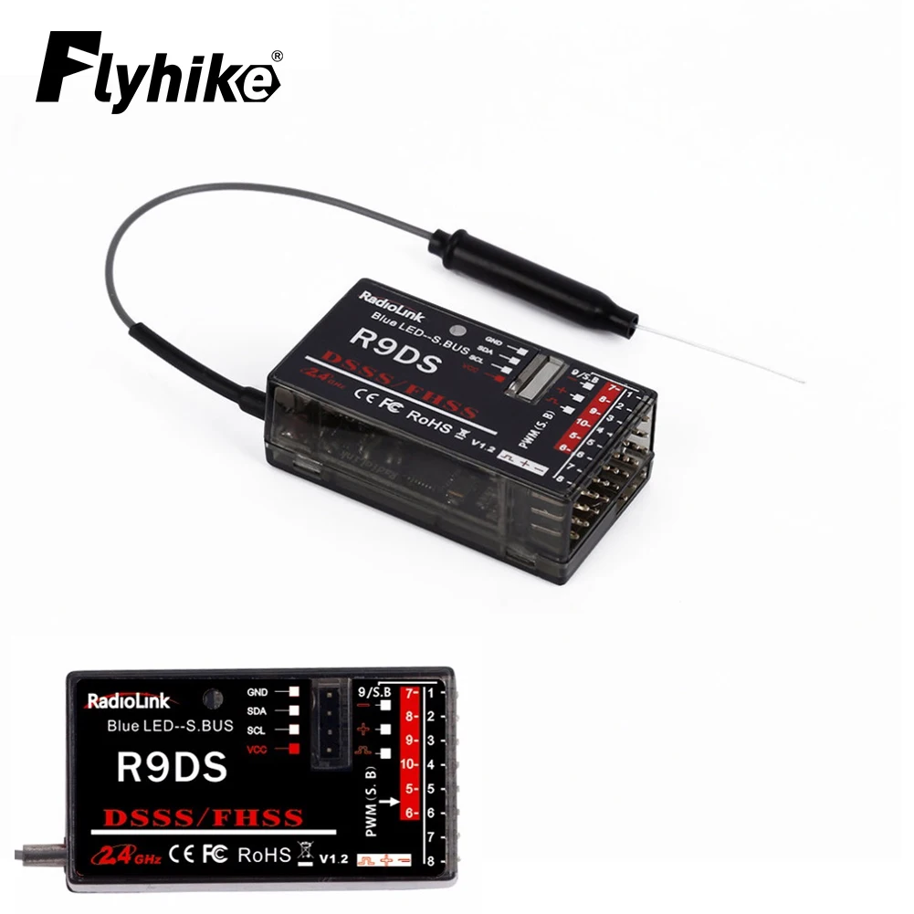 RadioLink R9DS 2.4G 9CH DSSS & FHSS Receiver for RadioLink AT9 AT10 Transmitter RC Multirotor Support For S-BUS PWM