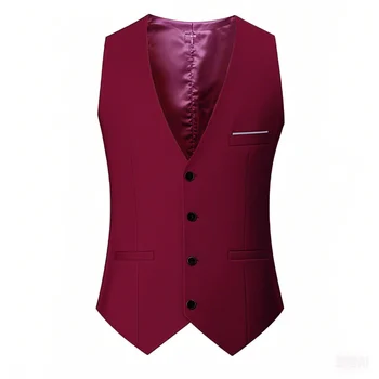 M-7XL Spring/summer Man Suit Vest Sleeveless Vest with Adjustable Waist Single Breasted Solid Color Business Suit Vest Wedding 5