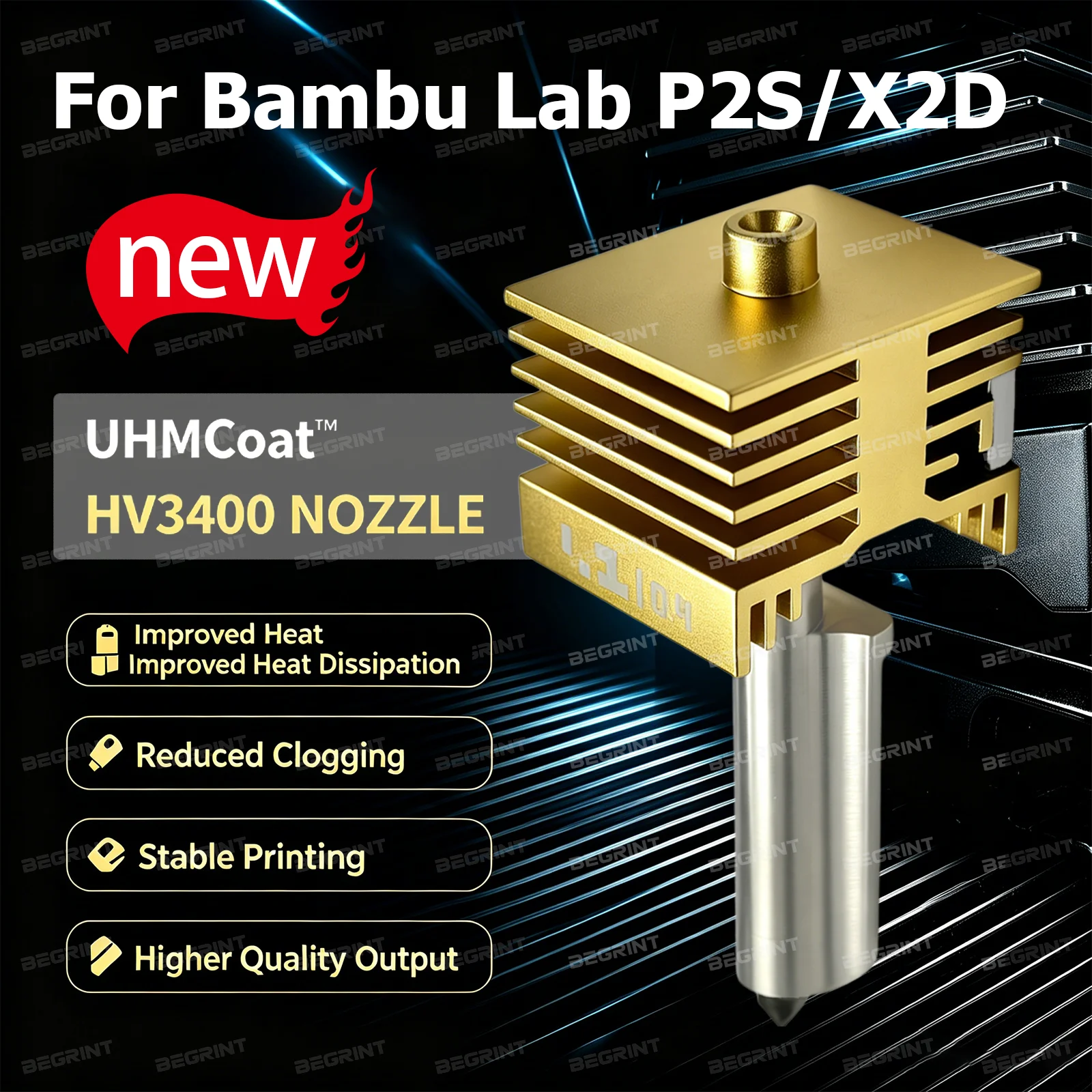 

UHMCoat™ Nozzle for Bambu Lab X2D P2S Hotend Nozzles Ultra Hard material Leak-Proof Bambulab P2S X2D 3D Printer Accessories