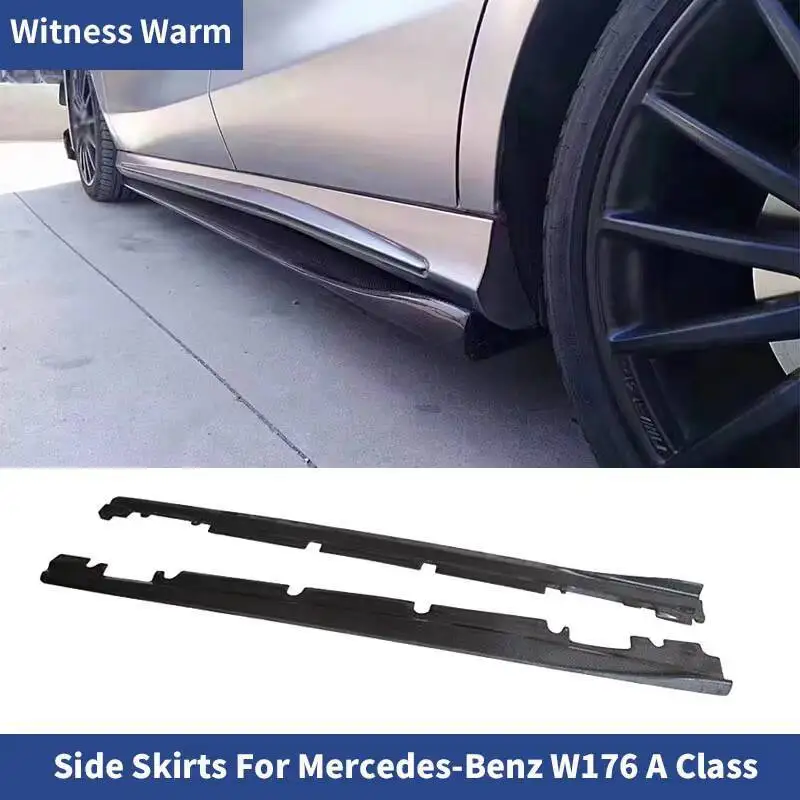 Pour Benz W176 classe A A180 A200 A250 A260 A45 AMG Sport fibre de carbone jupes latérales automatiques tablier séparateur de lèvre Modification 2014-2018