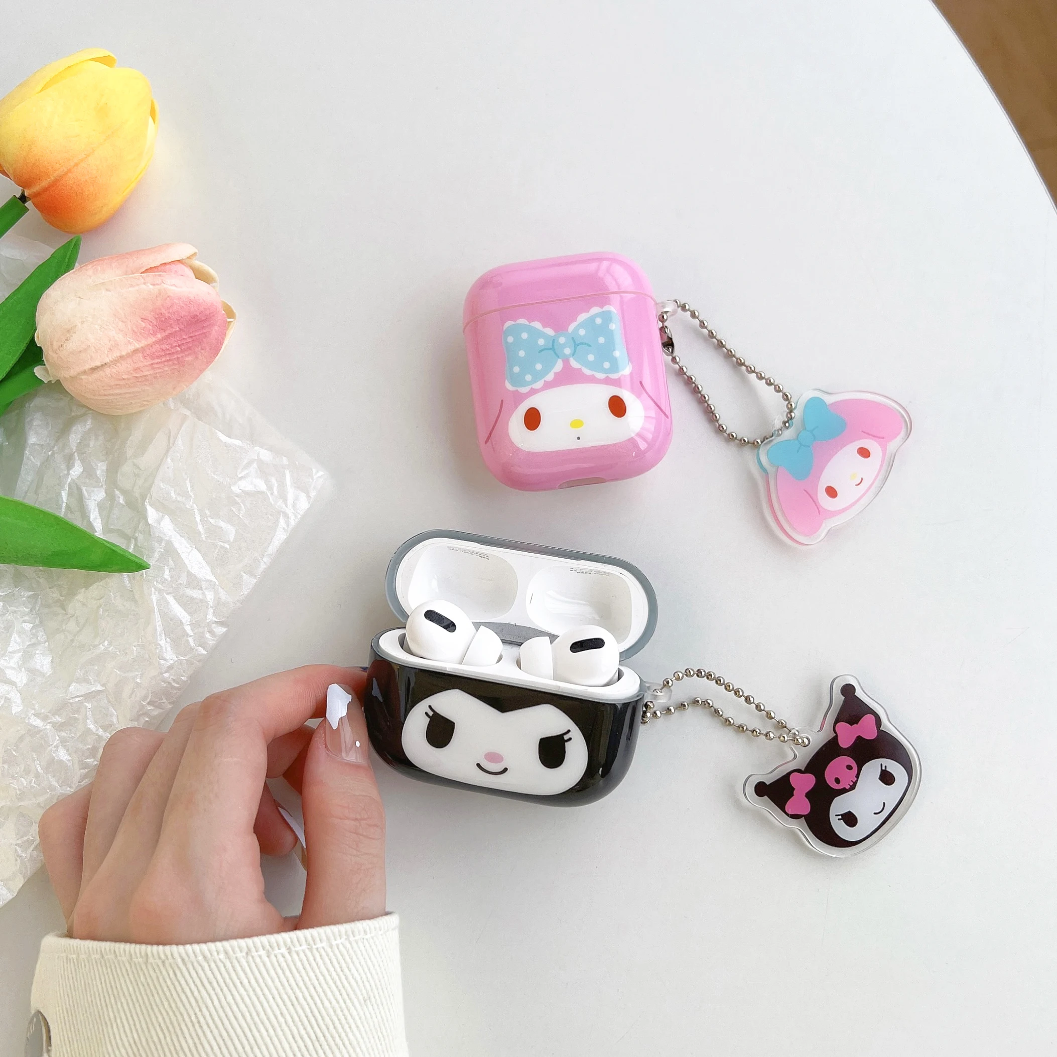 Sanrio Soft IMD Earphones Case For Apple AirPods 1 2 3rd Pro Cover My melody Kuromi Protective Headphone Box Bag With 3D Pendant