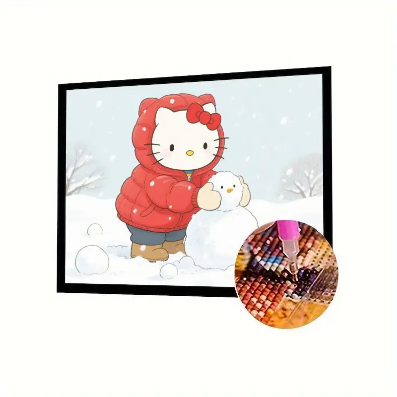 

1 шт. Hello Kitty Winter Snowman Building 5D DIY Набор алмазной живописи - Полная дрель со стразами Художественная вышивка для детей и взрослых Cre