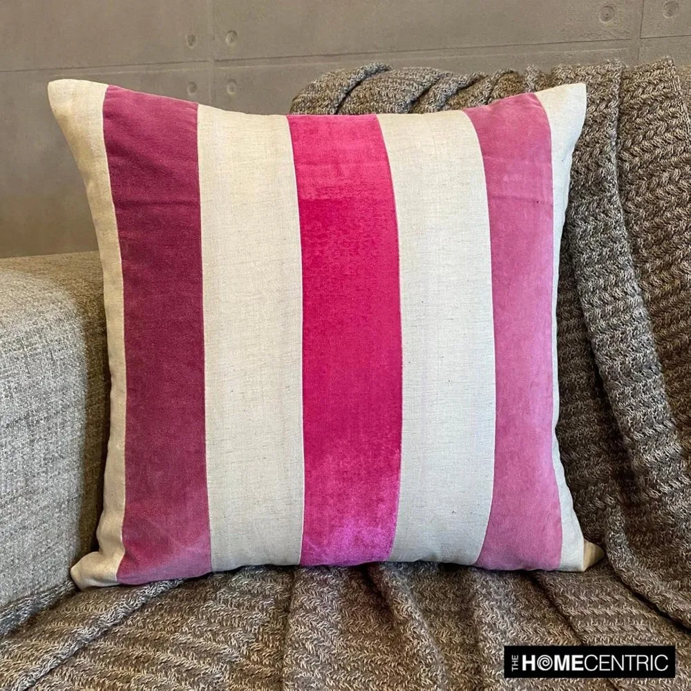 أغطية وسائد مخملية مرقعة، 20 × 20 بوصة، أغطية وسائد تحجب اللون الوردي، مجموعة من 2