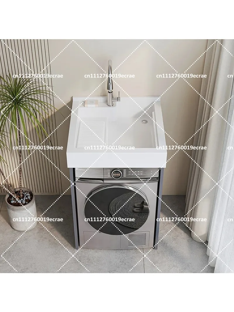 Washing machine cabinet integrated balcony custom small apartment laundry sink basin - view 6