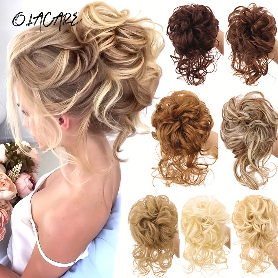 

OLACARE Synthetic Curly Donut Chignon With Elastic Band Scrunchies Messy Hair Bun Updo Hairpieces Extensions for Women