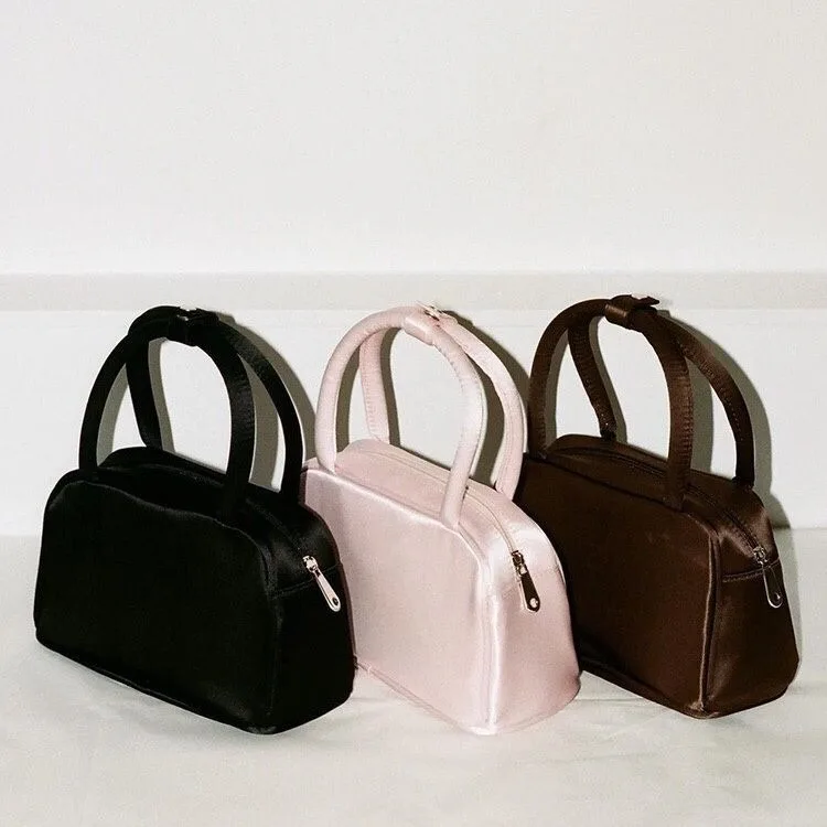 Luxury Shoulder Bags Silk Women's Handbag Square Underarm Bag Ins Famous Brand Commuter Bag Contrasting Color Macaron Totes