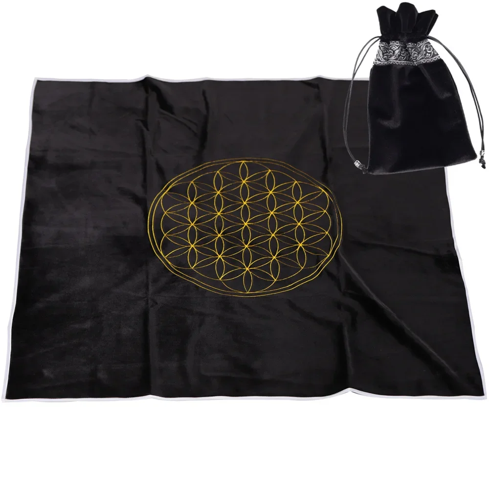 80x80cm The Flower Of Life Tarot Card AltarTablecloth Velvet Divination Board Game Astrology Oracle Cloth Witchcraft Supplies