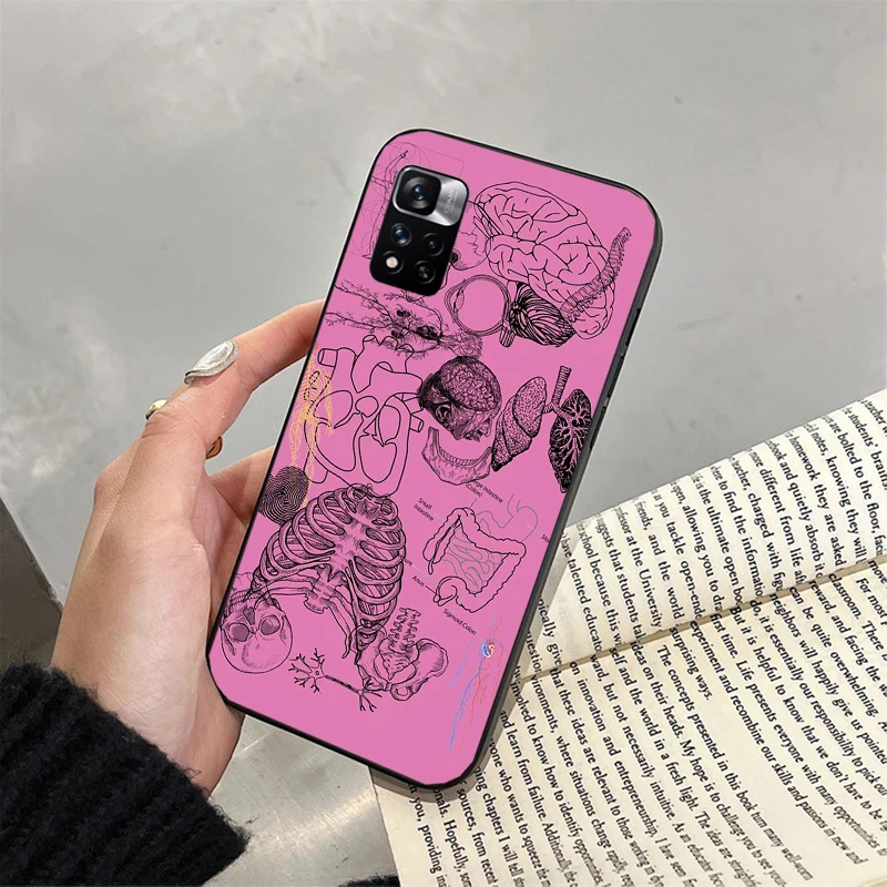 Heart Anatomy Skull Bones Phone Case For Xiaomi Redmi note 13 12 Pro 11S 11 10 Pro 10S 12S Redmi 10 13C 9C