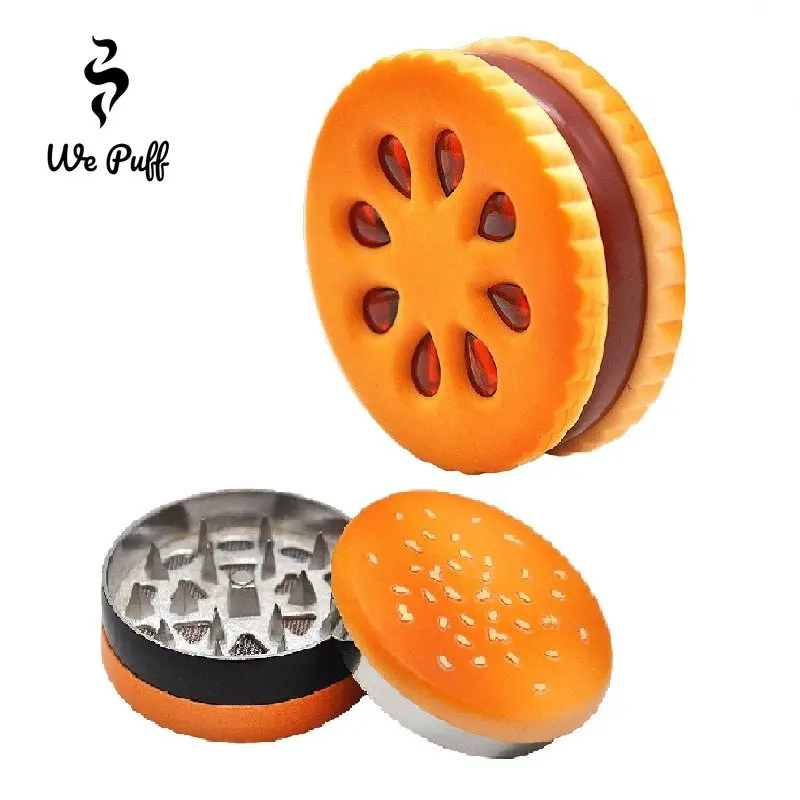 WE PUFF Biscuits 56mm Herbs Grinder Cleaning Metal Pointed Gear Manual Tobacco Grinders Smoking Accessories Gadgets for Men