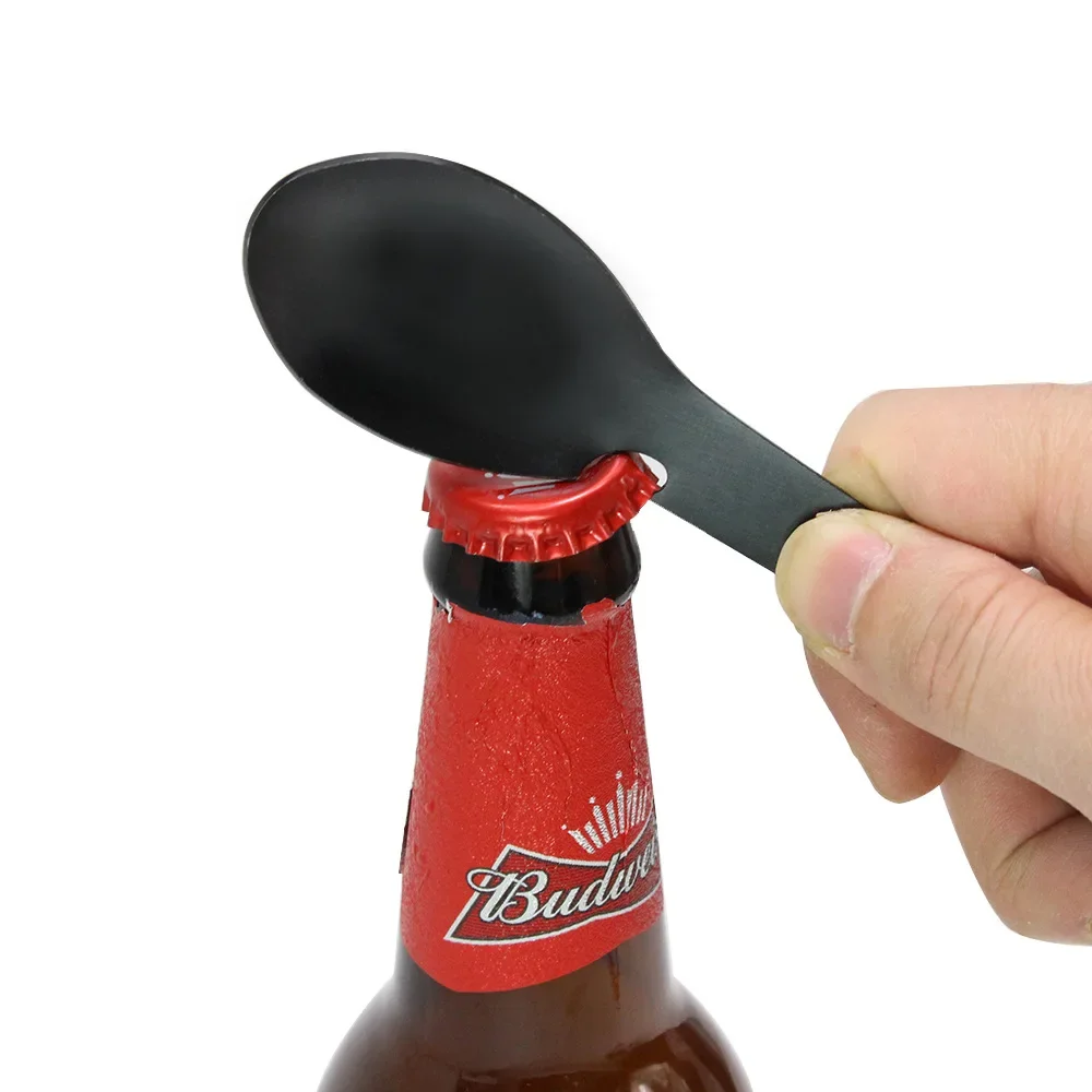 Stainless Steel Multifunctional Fork Spoon Bottle Opener Can Opener Outdoor Portable Stainless Steel Cutlery tys