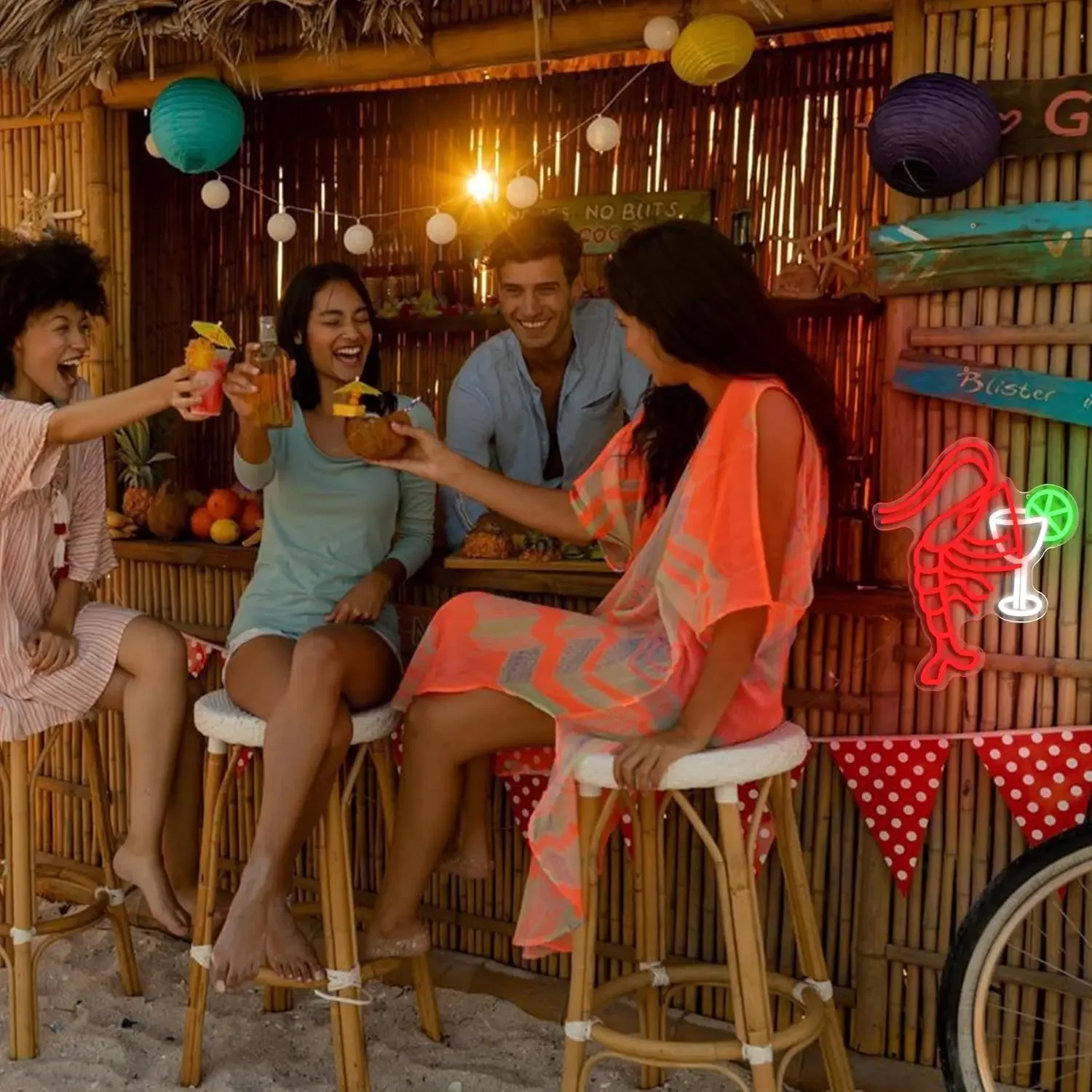 Lobster Cocktail Neon Sign LED Dimmable Shrimp Neon Light for Party Bar Pub Restaurant Shop Window Club Wall Decor Opening Gift