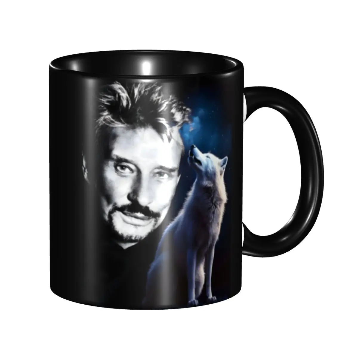 

DIY French Rock Legend Johnny Hallyday Ceramic Mug Custom Coffee Cups Creative Present