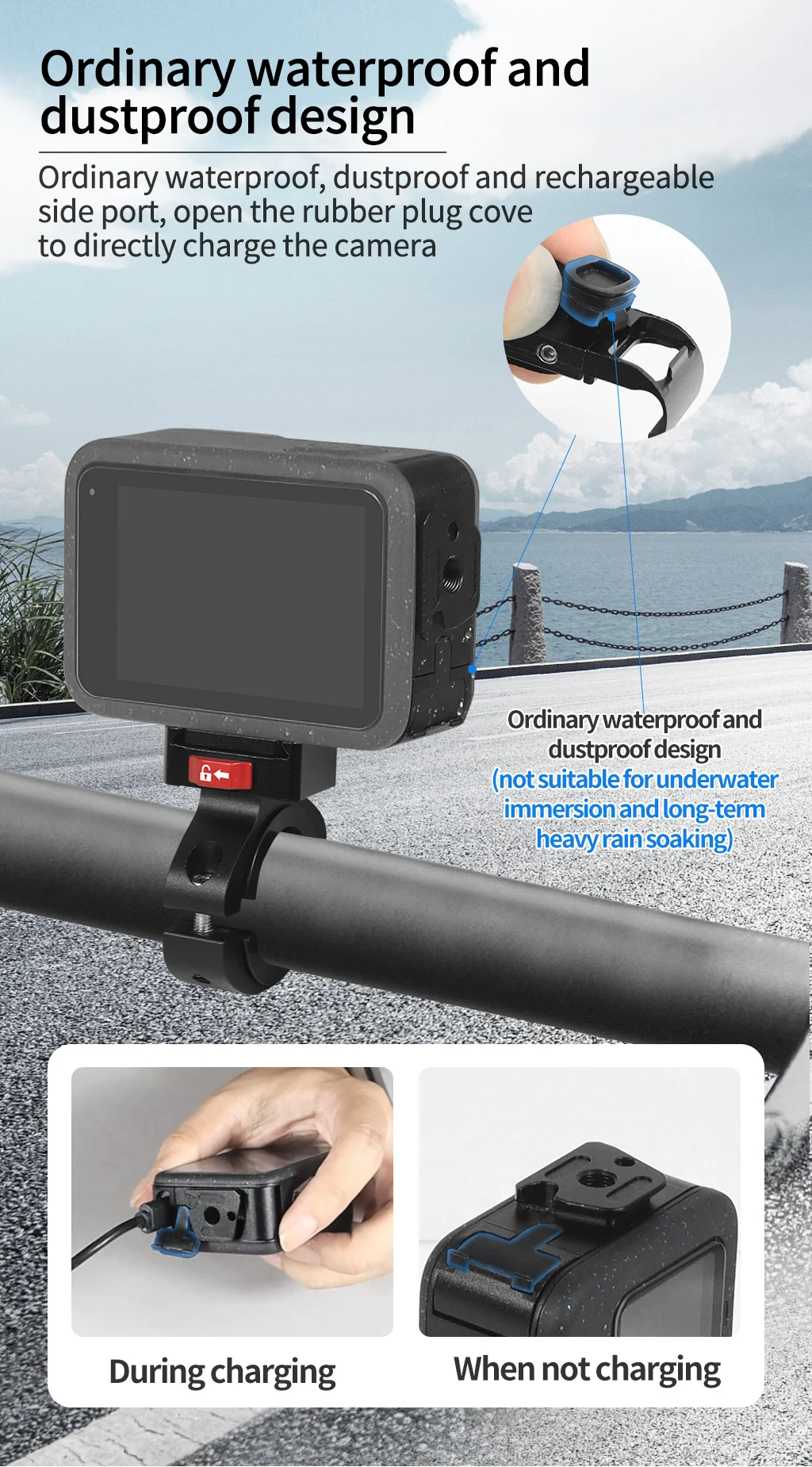 360 drehbarer Fahrrad kamera halter Schnell verschluss Split Mount Lenker klemme Motorrad halterung für Gopro Hero 13 12 11 Dji Action 4 – Detail 22