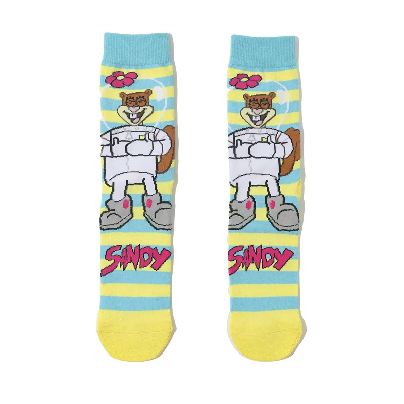 New style Cartoon Spongebob Socks Anime Knitted Cotton Sock Hip Hop Unisex Comfortable Skateboard Happy Socks Tideway Socks